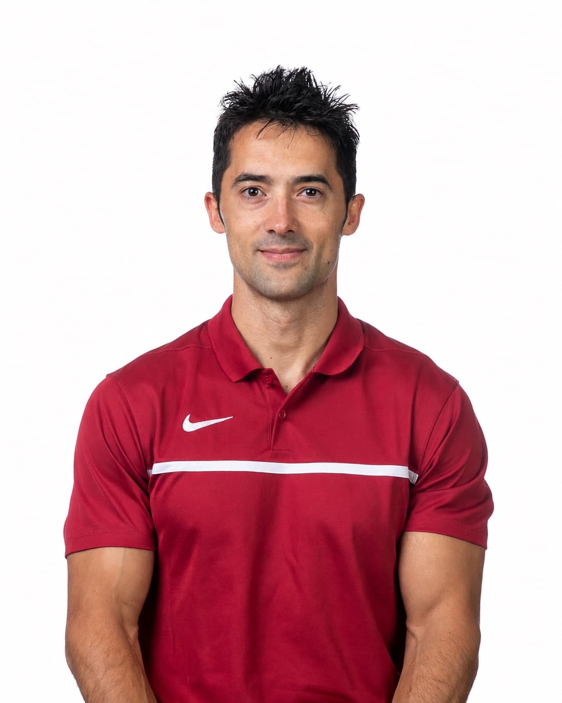 Rubén López, Olympic gymnast and WarmApp co-founder, in a Stanford coaching polo